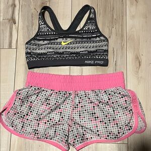 Nike Sports Bra with Polka Dot Under Armor shorts